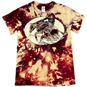 Custom Bleach Dyed Horse Short Sleeve T-Shirt Size Small